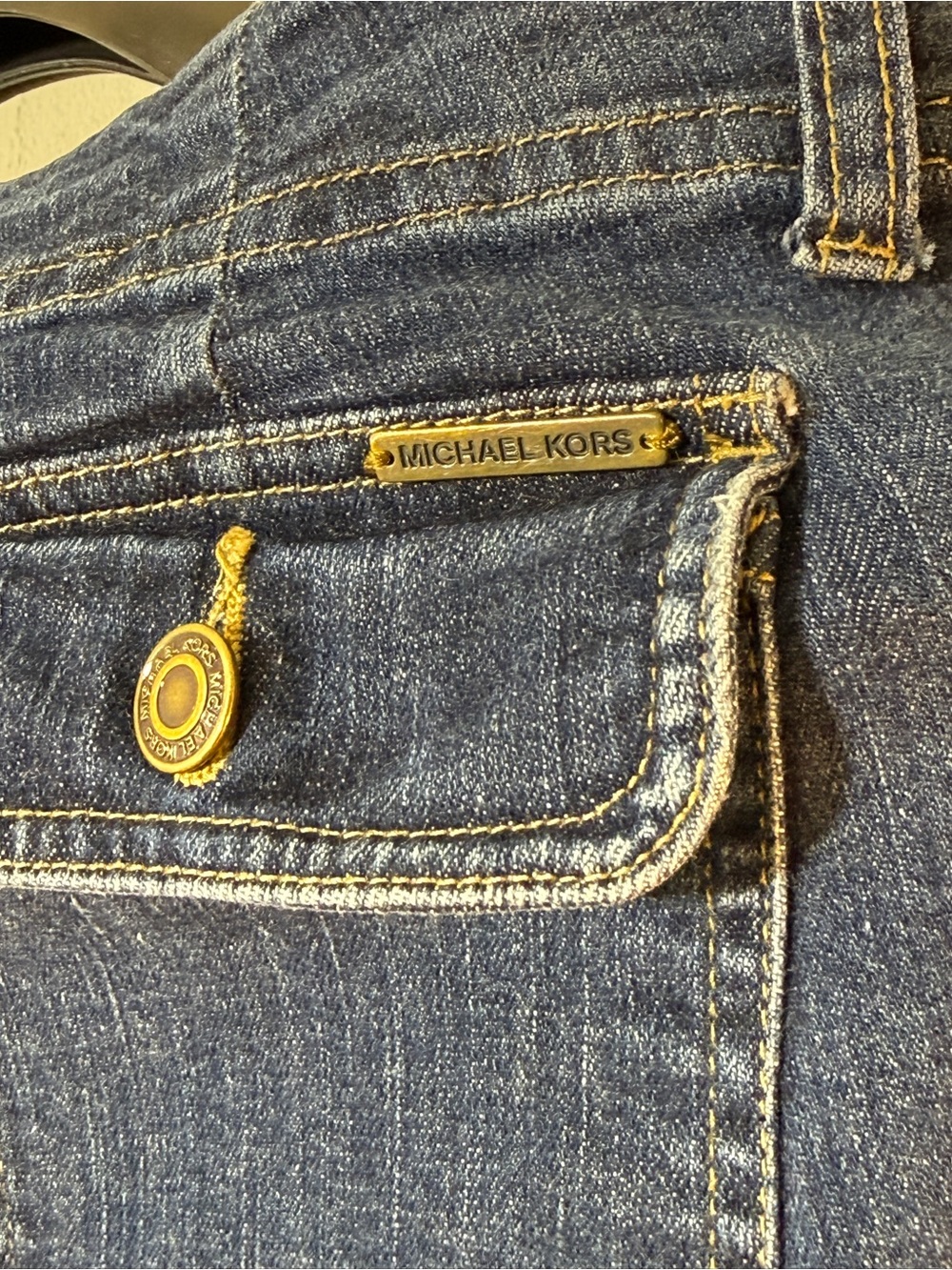 Michael Kors Wide-Leg Low Rise Jeans in Dark Blue Denim - Picture 4 of 7